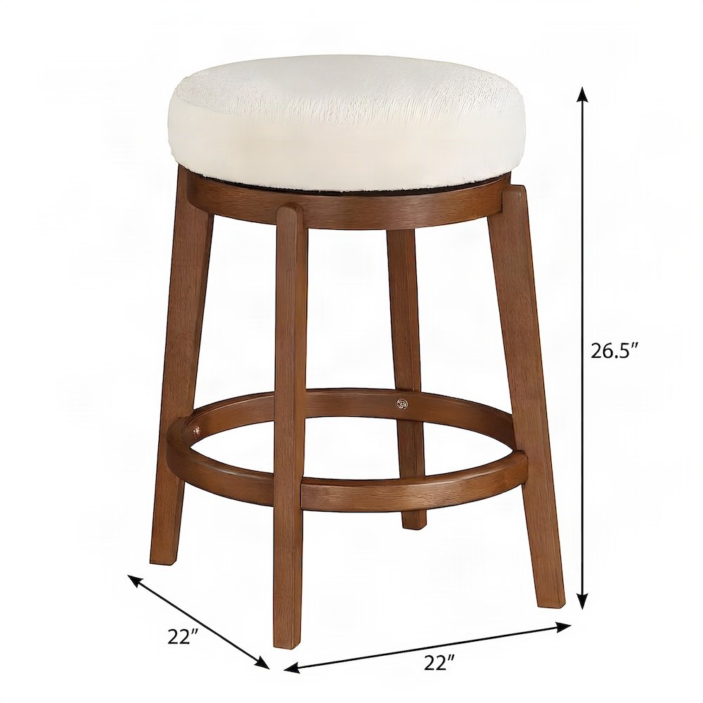 Asian Hardwood Swivel Counter Height Bar Stool for Kitchen Island, Brown