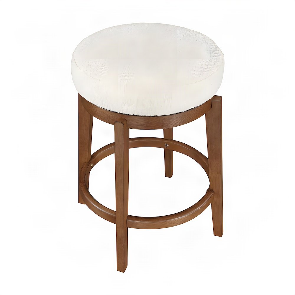 Asian Hardwood Swivel Counter Height Bar Stool for Kitchen Island, Brown