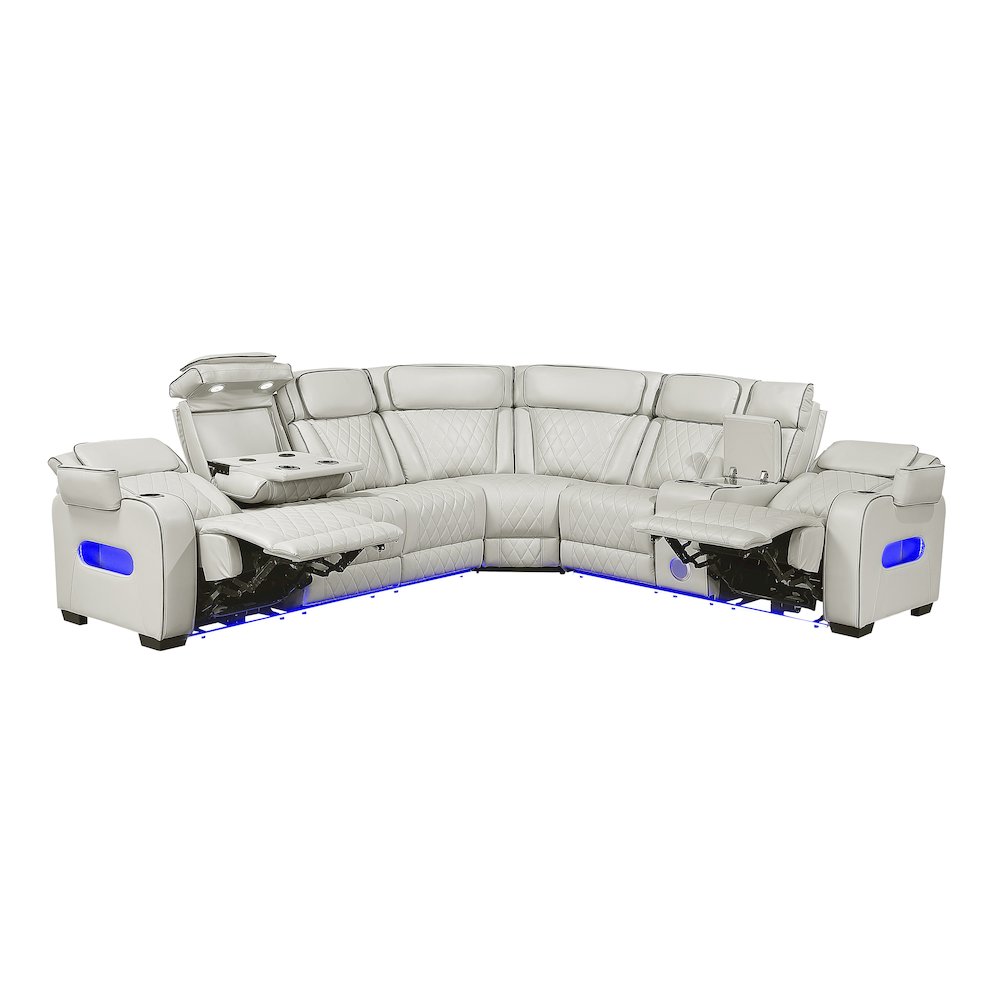 Fairway Faux Leather 3-Piece Power Reclining Sectional in Taupe