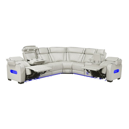 Fairway Faux Leather 3-Piece Power Reclining Sectional in Taupe