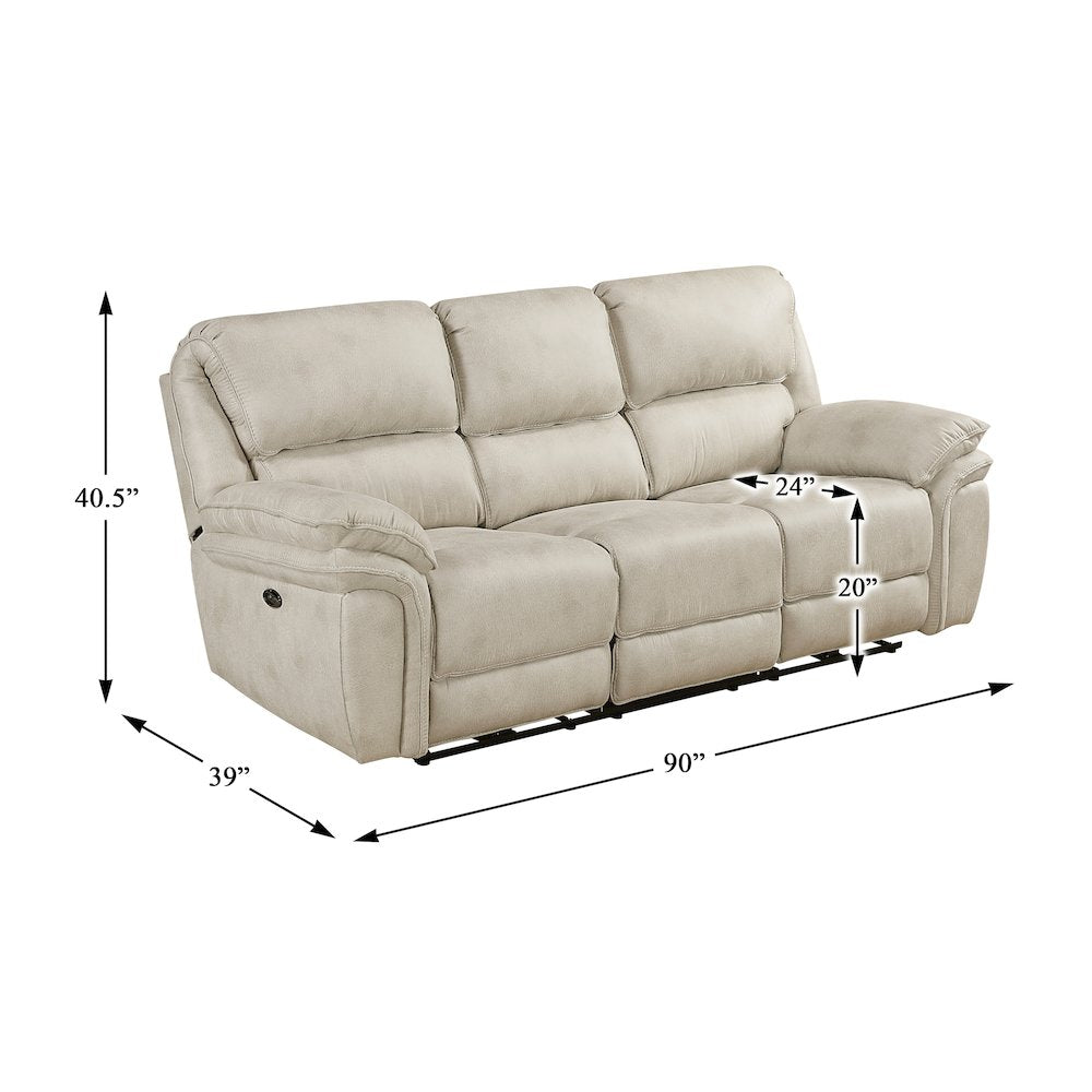 Proctor Microfiber 3pc Set: Sofa, Love, Chair (Power) in Sand