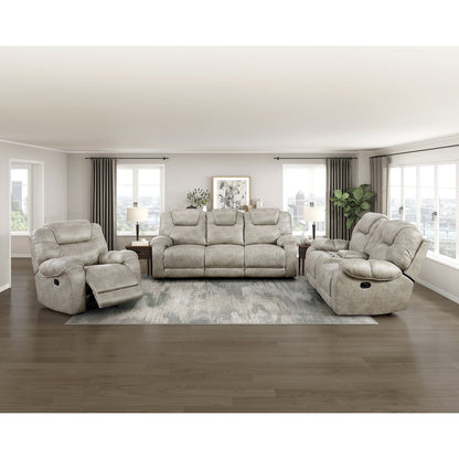 Gainesville Microfiber 3pc Set: Sofa, Love, Chair in Pewter