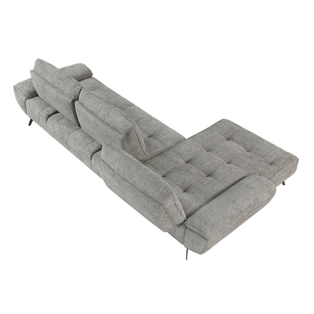 Dominic Chenille 2-Piece Sectional with Left Chaise in Dove Gray