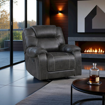 Chocolate Microfiber Manual Glider Recliner Chair with Plush Cushions