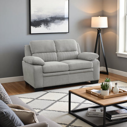 Gray Small Love Seat Couch with Textured Fabric for Living Room