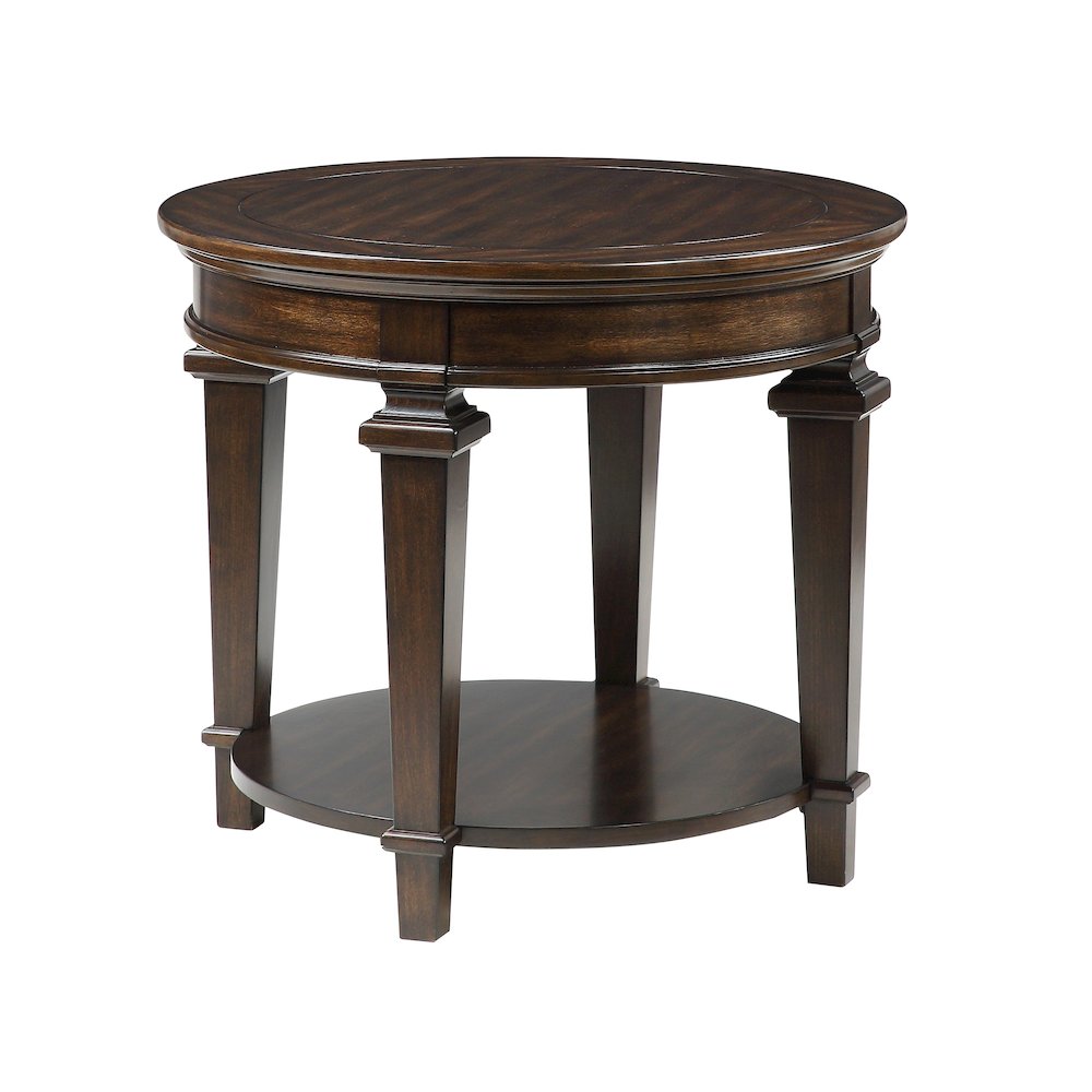 Tobias Poplar Round End Table in Espresso