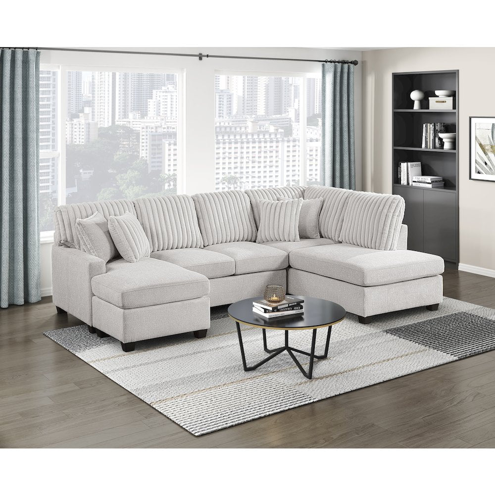 Lawson Cheniille, Corduroy 2-Piece Sectional with Left Chaise in Taupe