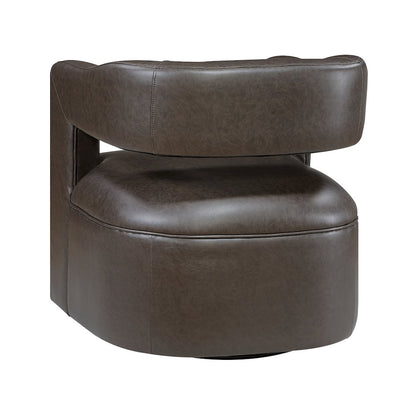 Sawyer Faux Leather Swivel Chair in Dark Coffee