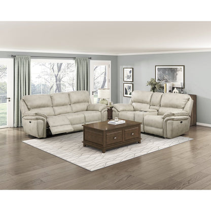 Proctor Microfiber 2pc Set: Sofa, Love (Power) in Sand