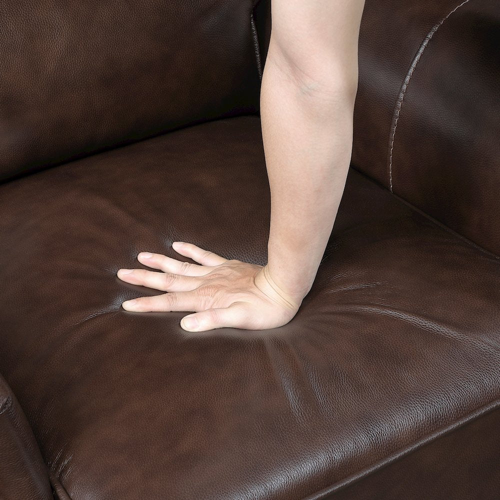 Remington Leather 2pc Set: Sofa, Love in Brown
