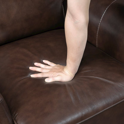 Remington Leather 2pc Set: Sofa, Love in Brown