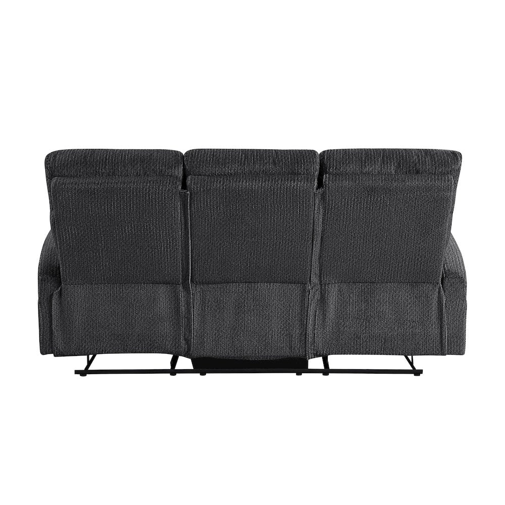 Allen Microfiber Double Reclining Sofa in Dark Gray