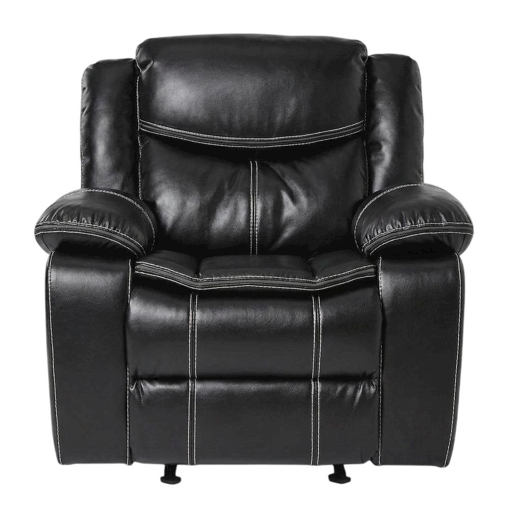 Faux Leather Glider Recliner Chair with Rocking Motion for Nursery, Black