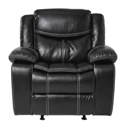 Faux Leather Glider Recliner Chair with Rocking Motion for Nursery, Black
