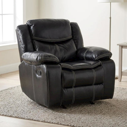 Faux Leather Glider Recliner Chair with Rocking Motion for Nursery, Black