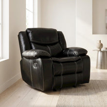 Faux Leather Glider Recliner Chair with Rocking Motion for Nursery, Black
