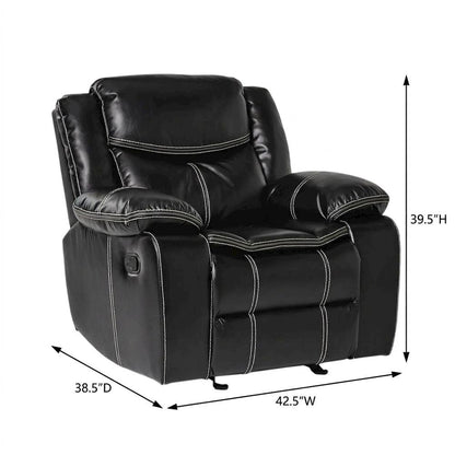 Faux Leather Glider Recliner Chair with Rocking Motion for Nursery, Black