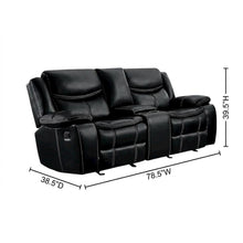 Faux Leather Double Glider Reclining Loveseat, Recliner Couch, Black