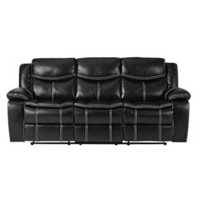 Faux Leather Double Glider Reclining Sofa and Recliner Couch, Black