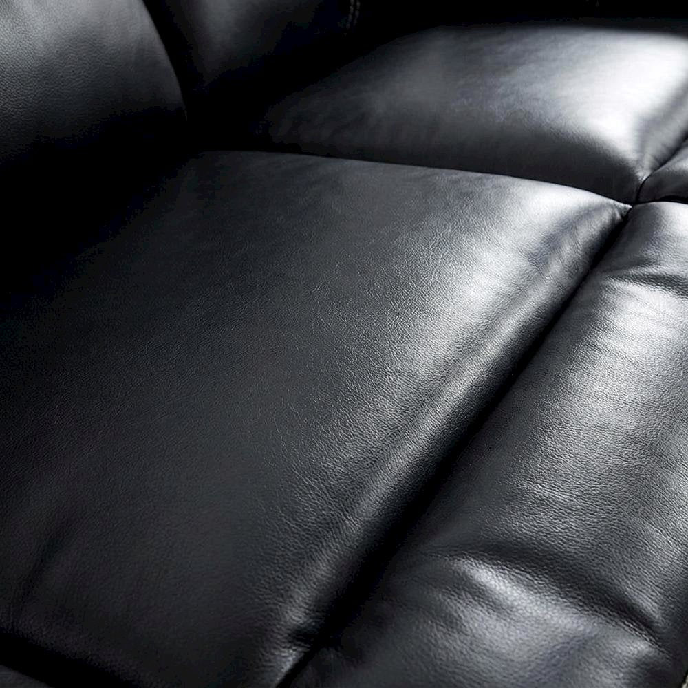 Faux Leather Double Glider Reclining Sofa and Recliner Couch, Black