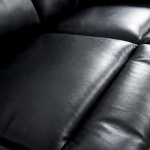 Faux Leather Double Glider Reclining Sofa and Recliner Couch, Black
