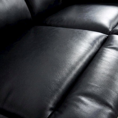 Faux Leather Double Glider Reclining Sofa and Recliner Couch, Black
