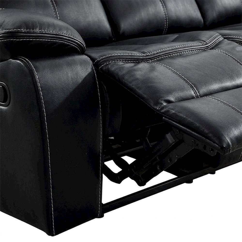 Faux Leather Double Glider Reclining Sofa and Recliner Couch, Black