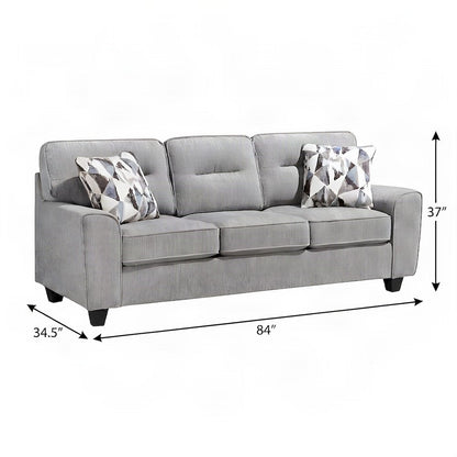 Bennett Chenille Sofa with Cushioned High Back and Deep Wide Seat, Gray