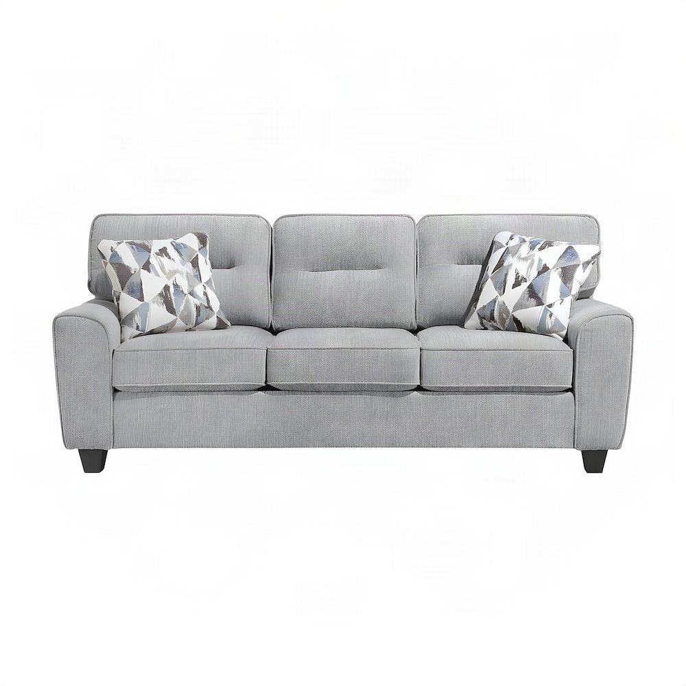Bennett Chenille Sofa with Cushioned High Back and Deep Wide Seat, Gray