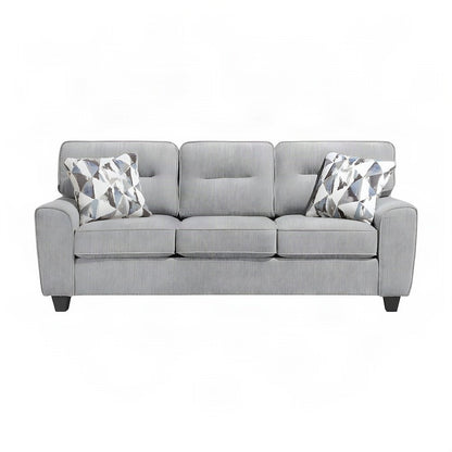 Bennett Chenille Sofa with Cushioned High Back and Deep Wide Seat, Gray