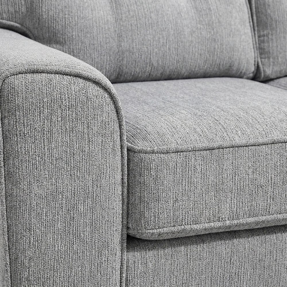 Bennett Chenille Sofa with Cushioned High Back and Deep Wide Seat, Gray