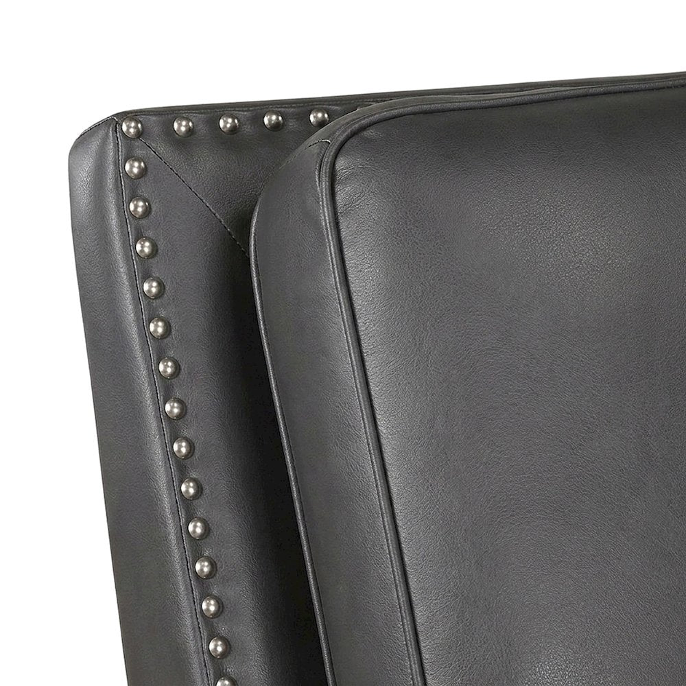 Faux Leather Manual Push Back Recliner Chair, Single Reclining Accent Seat, Gray
