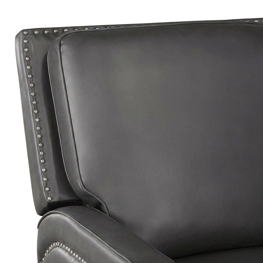 Faux Leather Manual Push Back Recliner Chair, Single Reclining Accent Seat, Gray