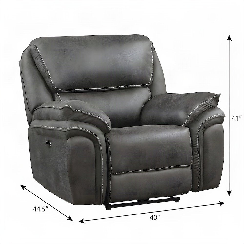 Microfiber Power Recliner Chair with Electric Recline for Adults, Gray