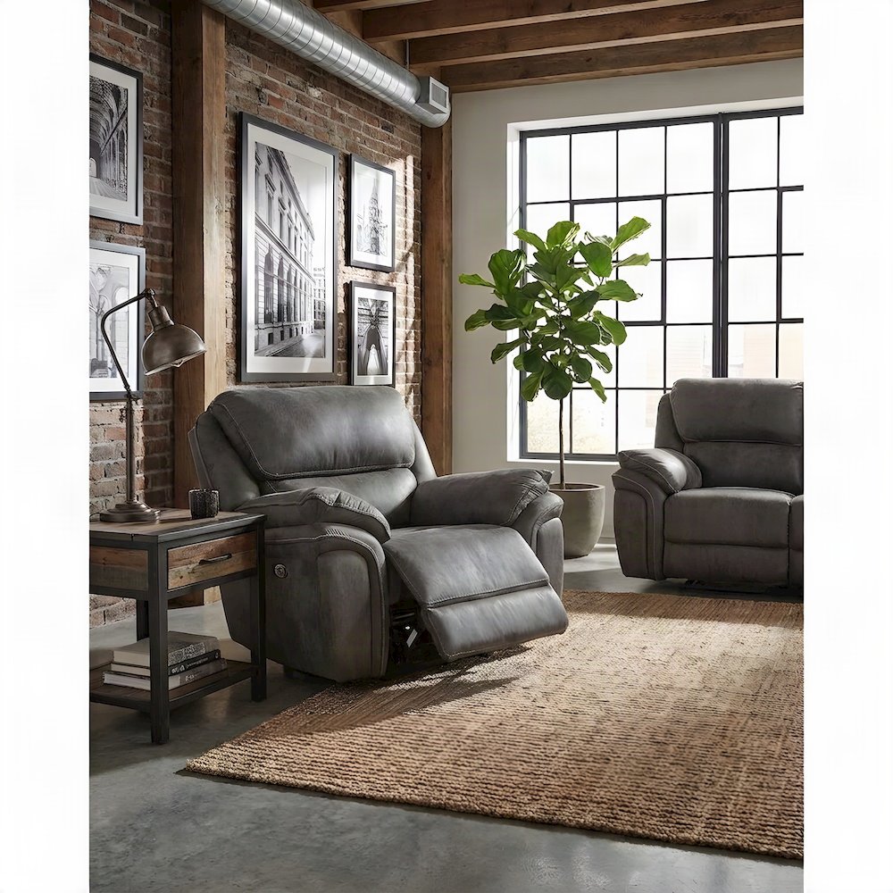 Microfiber Power Recliner Chair with Electric Recline for Adults, Gray