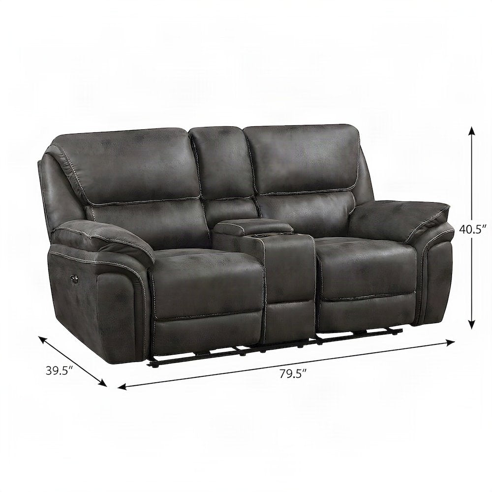 Proctor Microfiber Double Reclining Loveseat Sofa, Recliner Love Seat, Gray