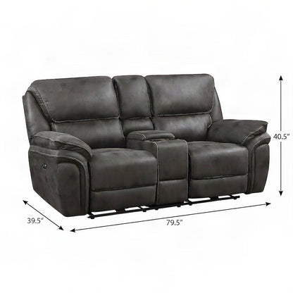 Proctor Microfiber Double Reclining Loveseat Sofa, Recliner Love Seat, Gray