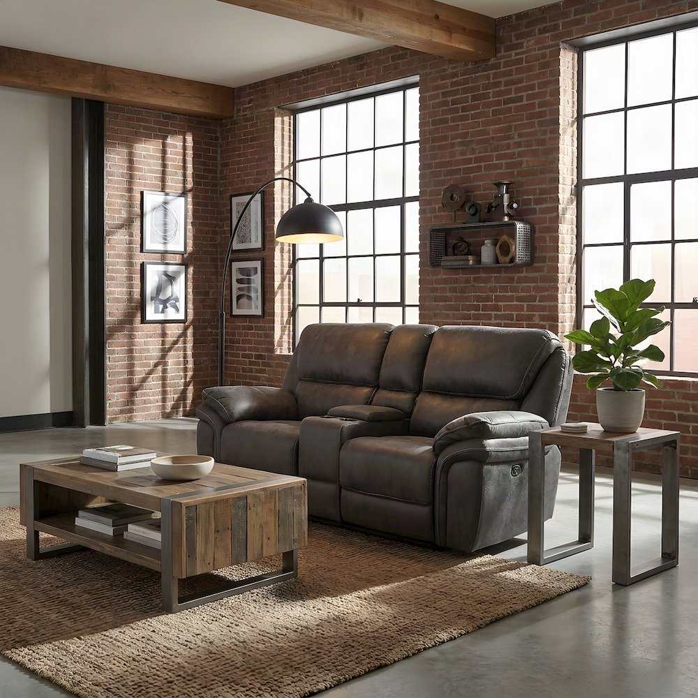 Proctor Microfiber Double Reclining Loveseat Sofa, Recliner Love Seat, Gray
