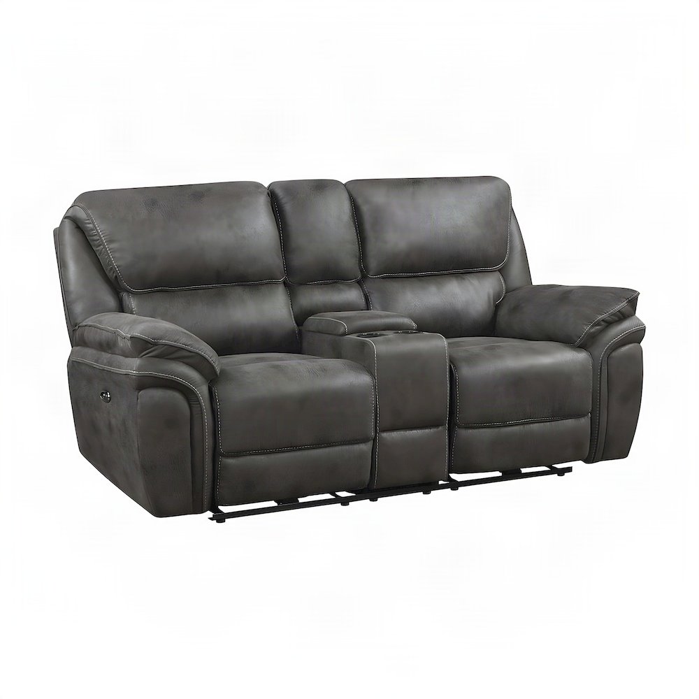 Proctor Microfiber Double Reclining Loveseat Sofa, Recliner Love Seat, Gray