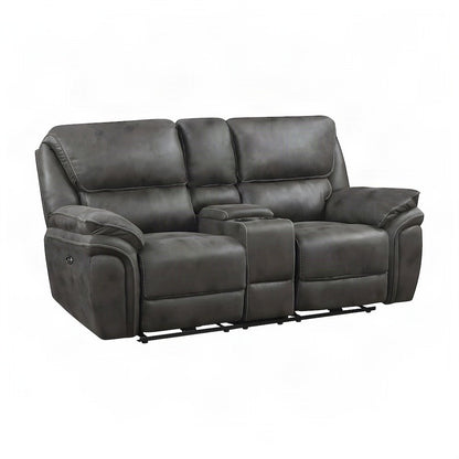 Proctor Microfiber Double Reclining Loveseat Sofa, Recliner Love Seat, Gray