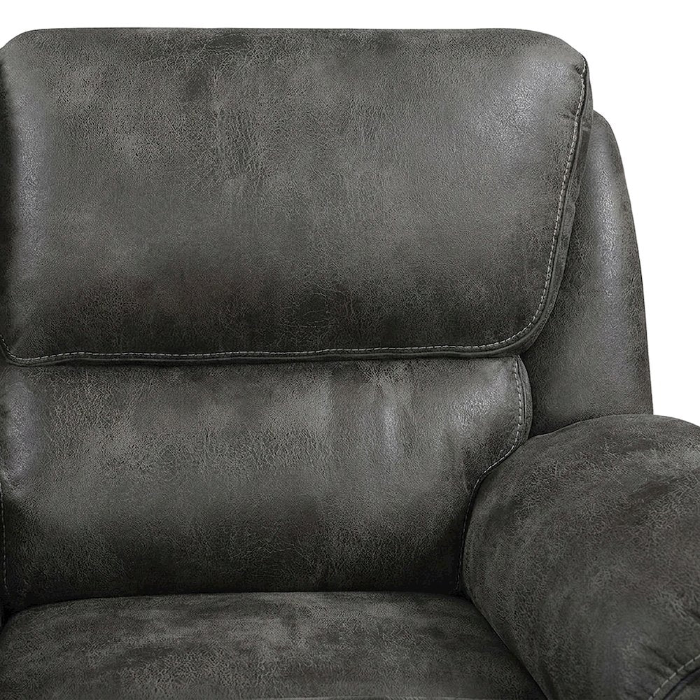 Proctor Microfiber Double Reclining Loveseat Sofa, Recliner Love Seat, Gray