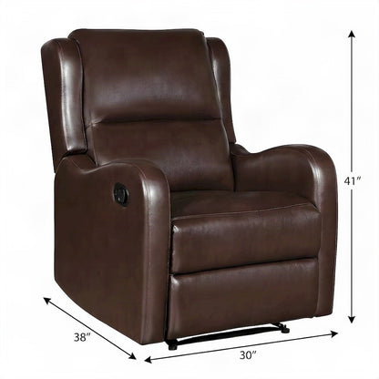 Faux Leather Manual Recliner Chair for Adults and Small Spaces, Brown
