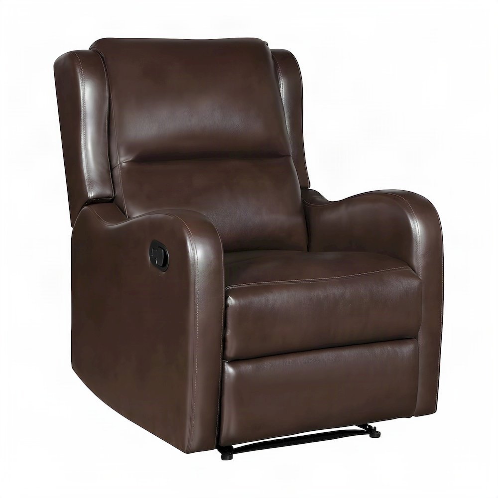 Faux Leather Manual Recliner Chair for Adults and Small Spaces, Brown