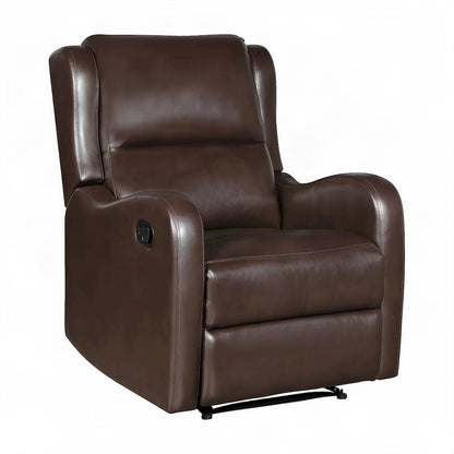 Faux Leather Manual Recliner Chair for Adults and Small Spaces, Brown