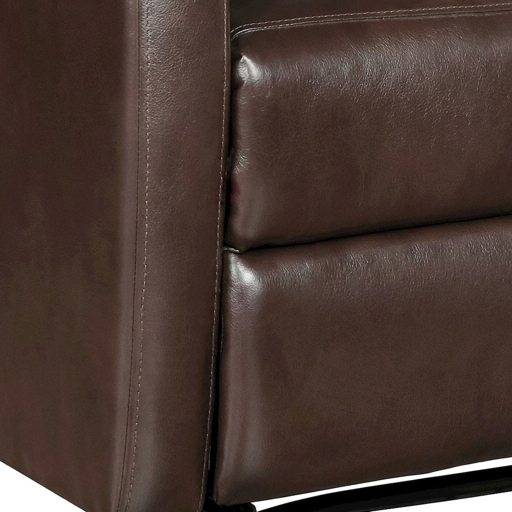 Faux Leather Manual Recliner Chair for Adults and Small Spaces, Brown