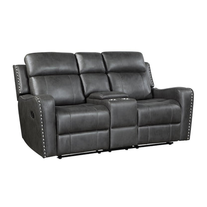 Kellen Microfiber 3pc Set: Sofa, Love, Chair in Smoky Gray