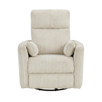 Corduroy Swivel Glider Recliner Chair for Living Room or Nursery, Beige