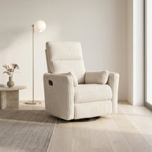 Corduroy Swivel Glider Recliner Chair for Living Room or Nursery, Beige