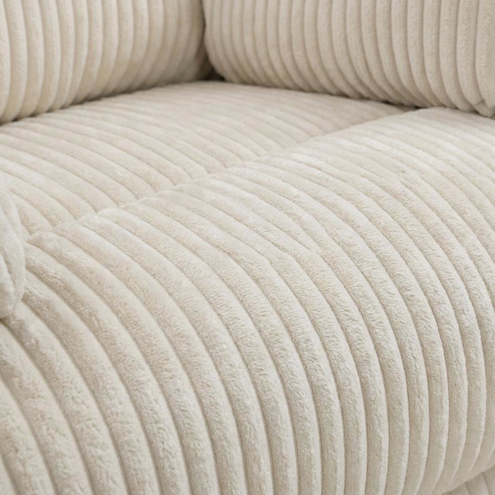 Corduroy Swivel Glider Recliner Chair for Living Room or Nursery, Beige