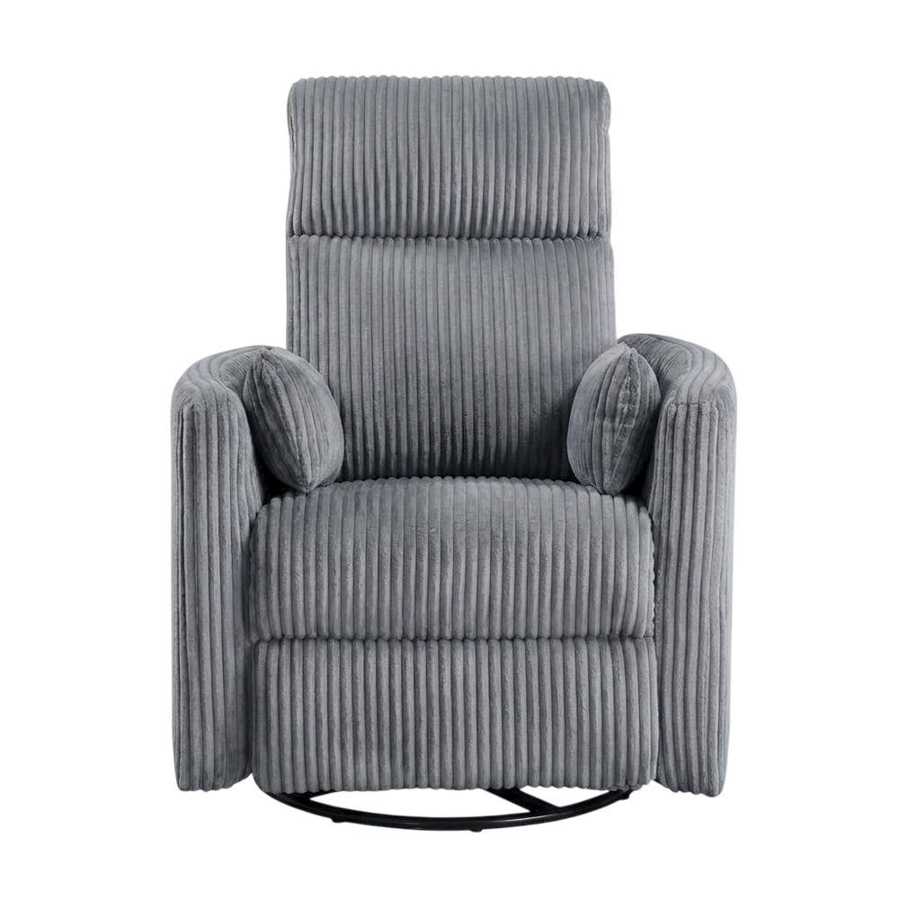 Corduroy Swivel Glider Recliner Chair for Living Room or Nursery, Gray
